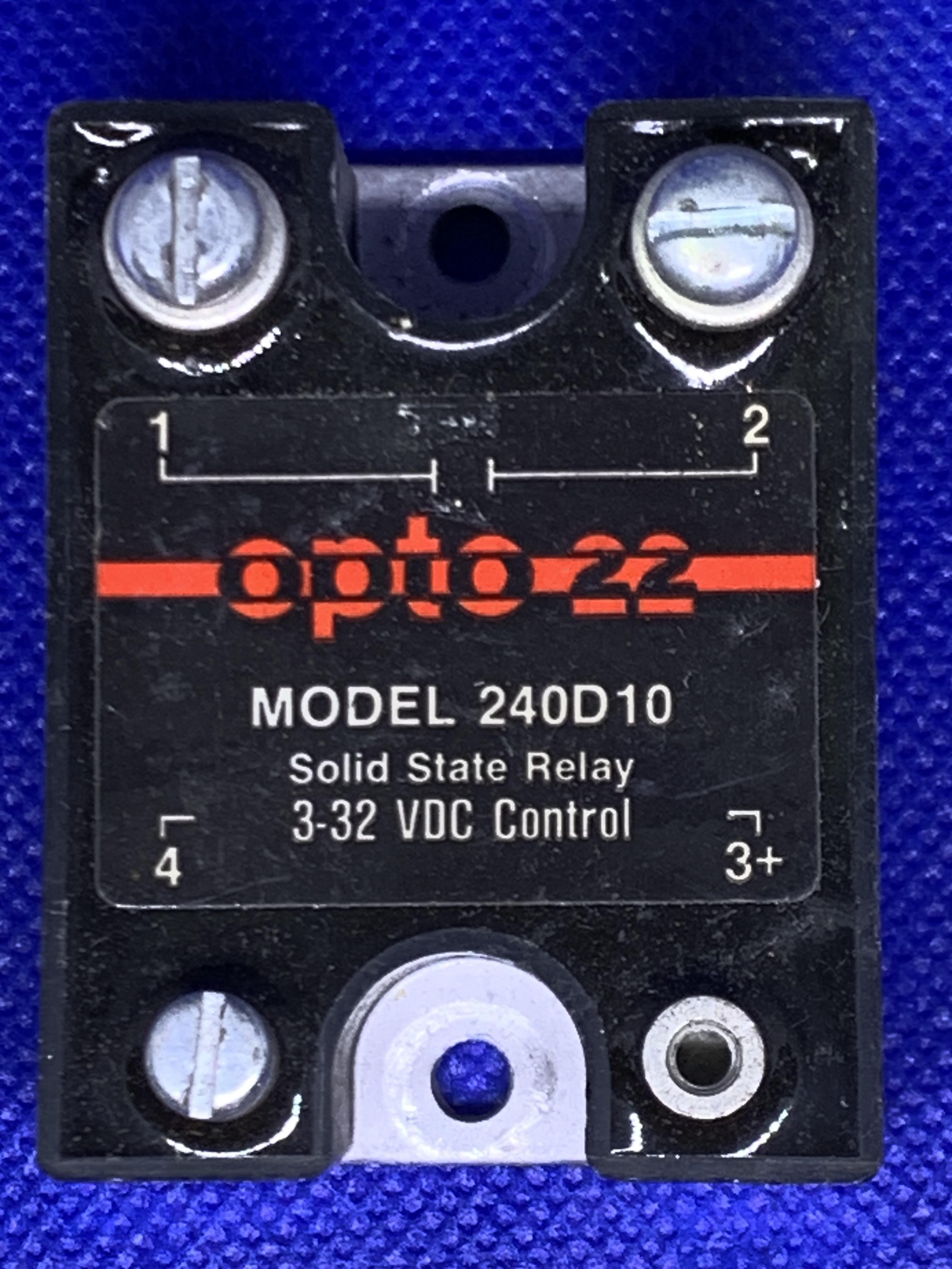 Used OPTO 22 USA made Solid State Relay, 240D10, 240 VAC, 3-32 VDC,10 amp - EcoTech Solutions Inc.