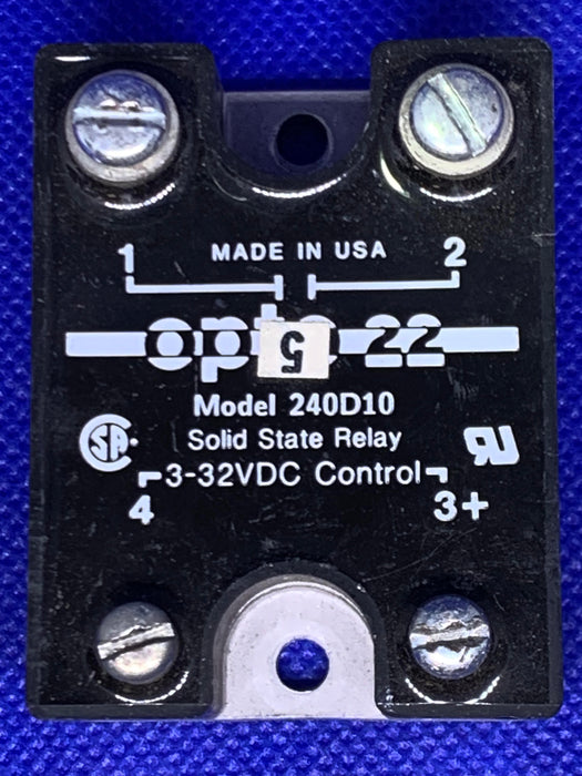 Used OPTO 22 USA made Solid State Relay, 240D10, 240 VAC, 3-32 VDC,10 amp - EcoTech Solutions Inc.