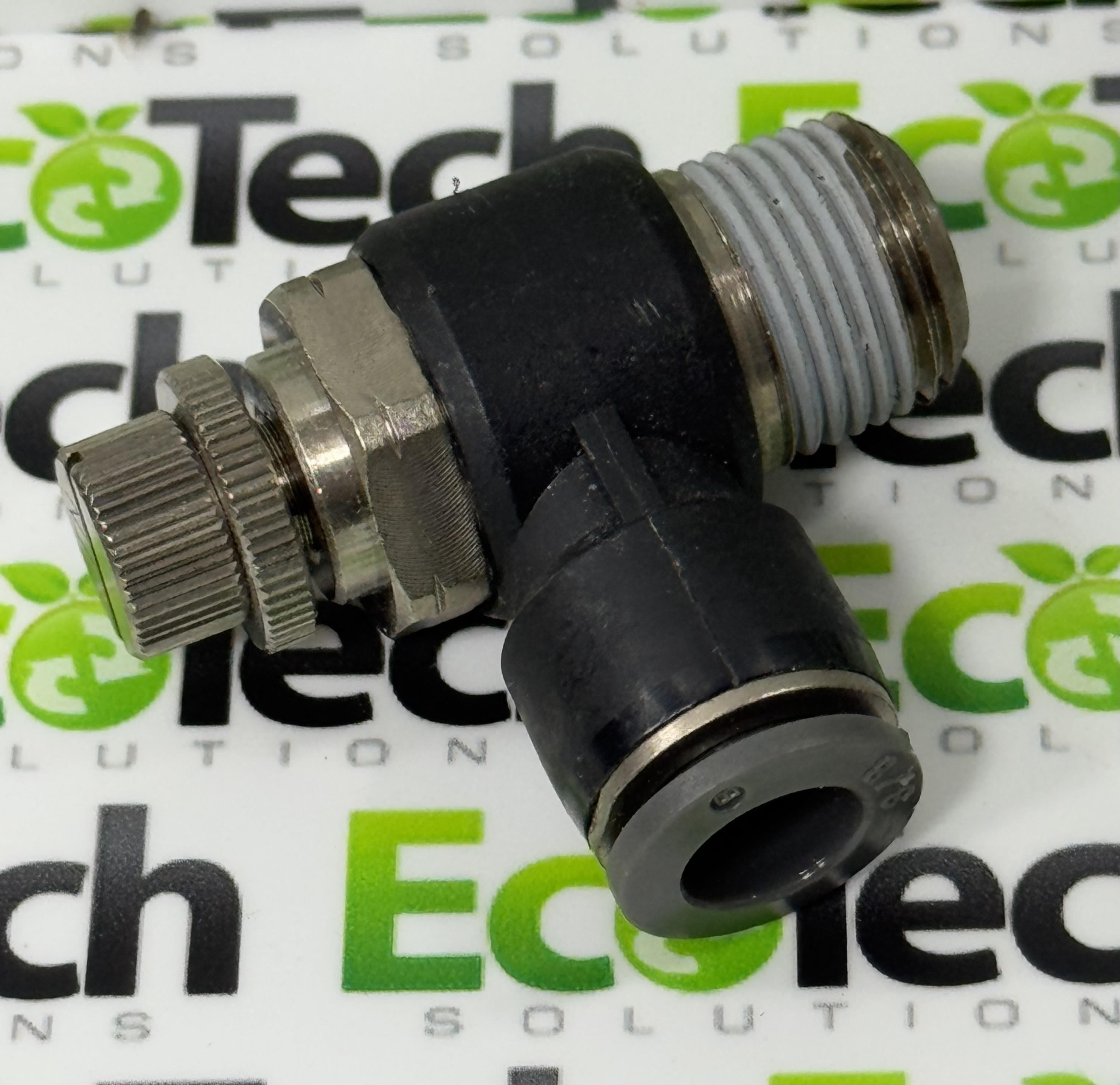 FVS38-38N NITRA pneumatic push-to-connect fitting, elbow flow control valve 3/8