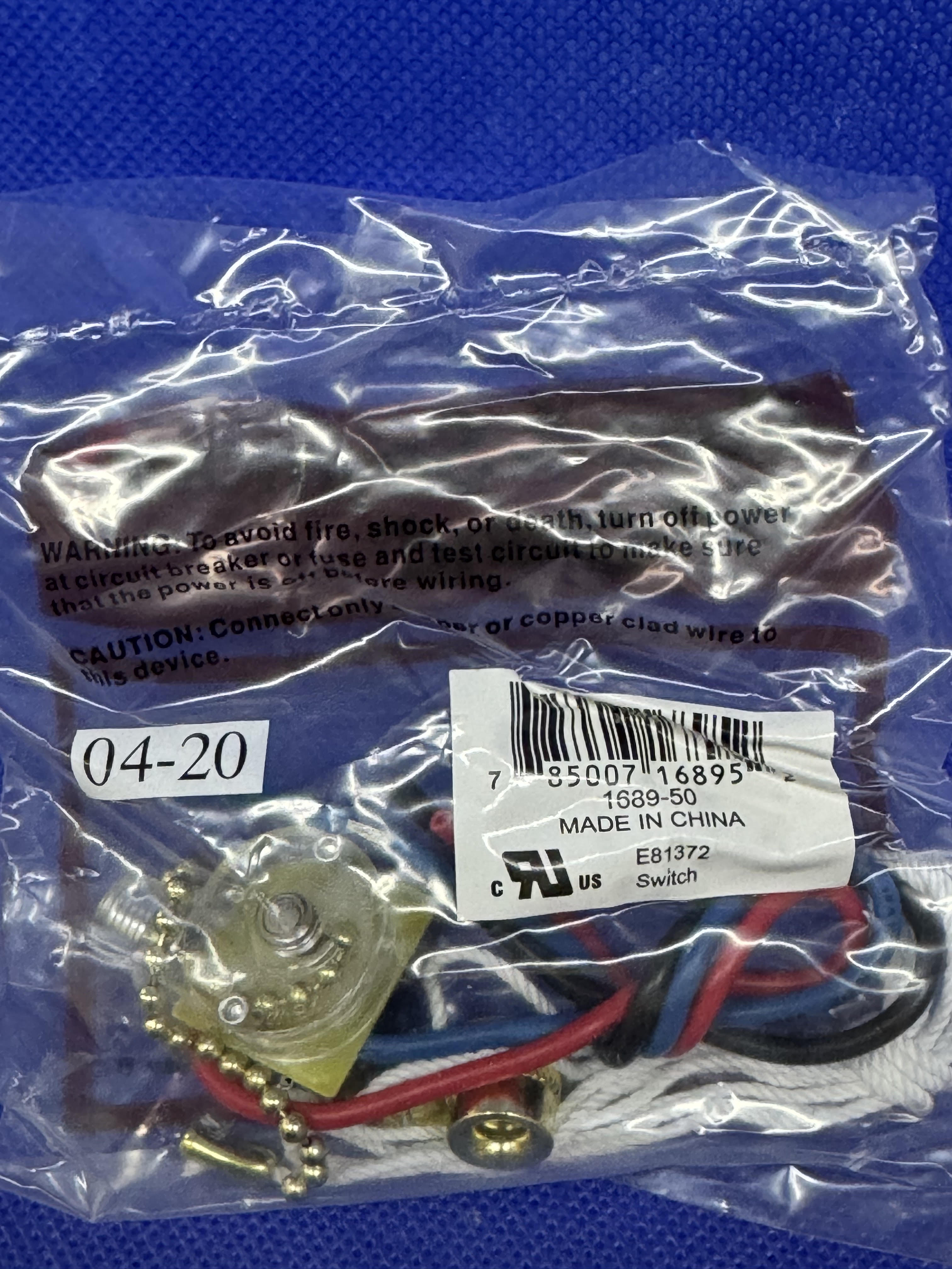 Interruptor de cadena de tracción de 3 velocidades y 4 posiciones para uso doméstico, 6 A, 125 V, ventilador para electrodoméstico LEVITON 1689-50