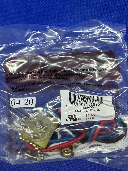 Interruptor de cadena de tracción de 3 velocidades y 4 posiciones para uso doméstico, 6 A, 125 V, ventilador para electrodoméstico LEVITON 1689-50