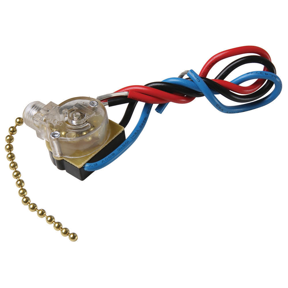 Interruptor de cadena de tracción de 3 velocidades y 4 posiciones para uso doméstico, 6 A, 125 V, ventilador para electrodoméstico LEVITON 1689-50