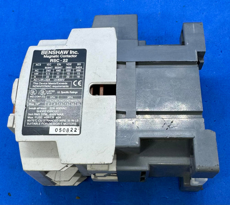 BENSHAW RSC-22 (RSC226AC120) CONTACTOR 3 POLE 120V 50/60 HZ