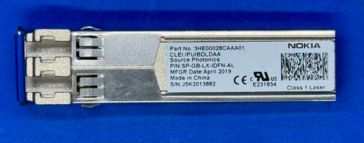 Nokia 3HE00028CAAA01 Transceiver SFP-GIGE LX-LC ROHS 6/6 DDM-40/85C 1310nm - EcoTech Solutions Inc.