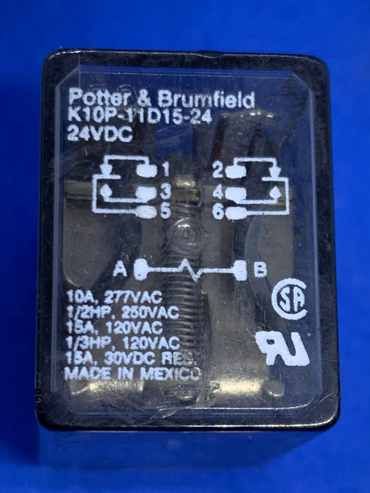 POTTER BRUMFIELD K10P-11D15-24 24V-DC 1/2HP 10A AMP Relay