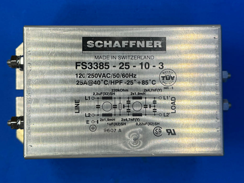 SCHAFFNER FS3385-25-10-3 LINE FILTER 120/250VAC/50/60Hz 25A