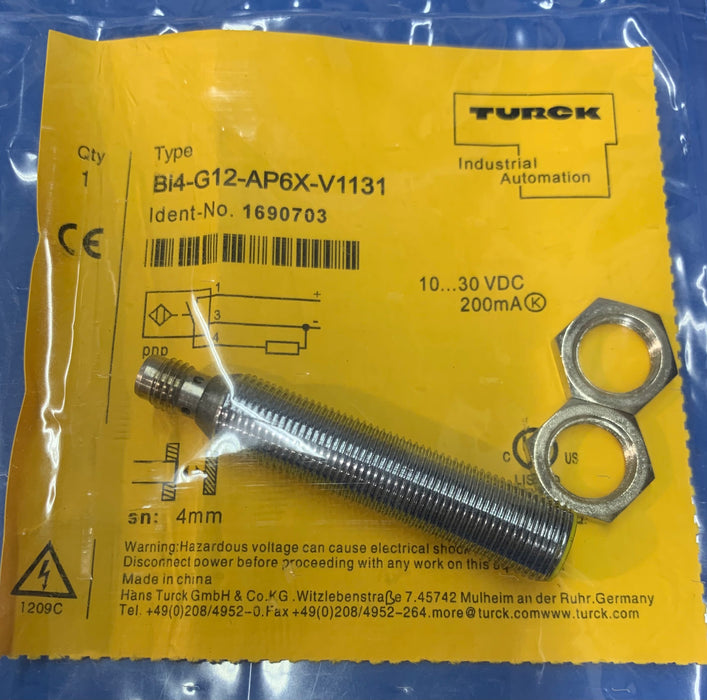 TURK B14-G12-AP6X-V1131 SENSOR 4MM RANGE 12MM SIZE, 10-30VDC 3PIN