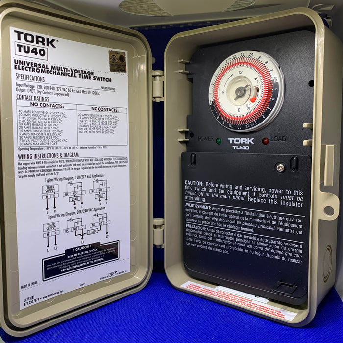 TU40 ELECTROMECHANICAL TIMER 40 AMPS UNIVERSAL MULTI VOLT