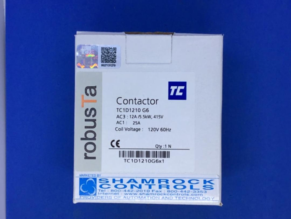 SHAMROCK CONTROLS TC1D1210G6 3 POLE 12AMP ROBUSTA CONTACTOR