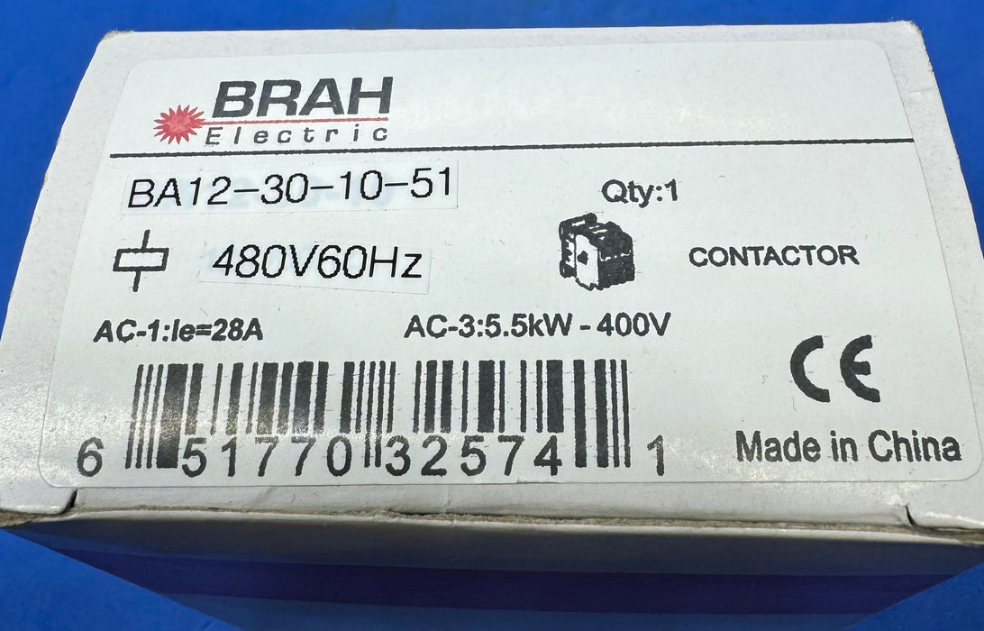 BRAH ELECTRIC BA12-30-10-51 11A 3PHASE 3-POLES 600VAC CONTACTOR