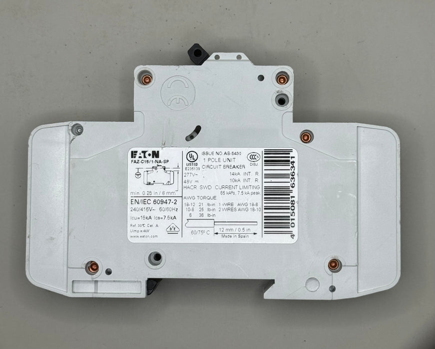 Eaton 15A Miniature Circuit Breaker (FAZ-C15/1-NA-SP)