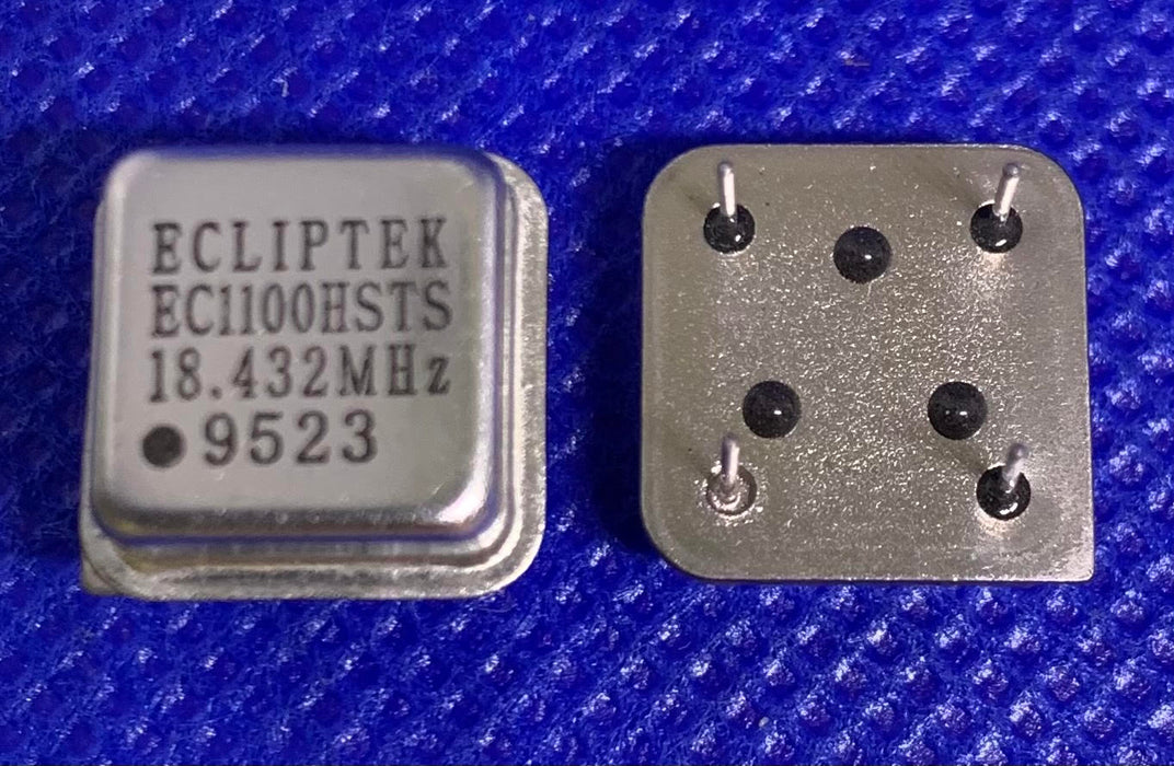 10pc EC1100HSTS oscillator by ECLIPTEK. 18.432 MHZ. PCB. 4 Pin Half Size.