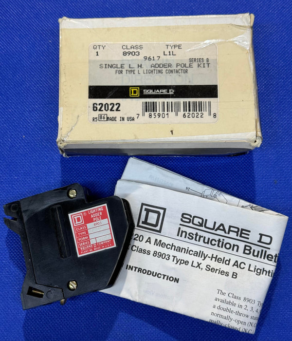 SQUARE D 8903L1L CONTACTOR 30A 1 POLE 600V LEFT SIDE MOUNT