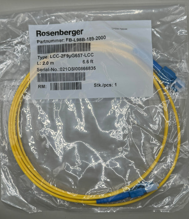 Rosenberger Fibor Optic Cable FB-L98B-189-2000 L: 2.0 m 6.6 ft yellow