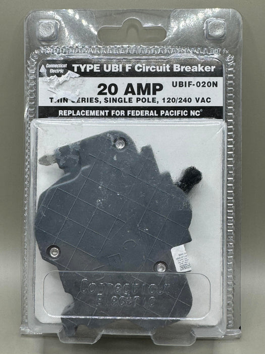 TYPE UBI F CIRCUIT BREAKER UBIF-020N SINGLE POLE 20 AMP 120/240 VAC
