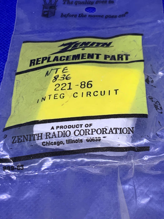 Zenith Replacement Part 221-86 Integrated Circuit (replaces NTE836)