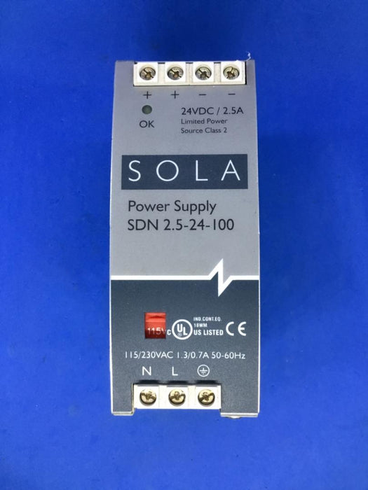 Sola/Hevi-Duty SDN2.5-24-100 Dc Power Supply 24Vdc 2.5A 50-60Hz