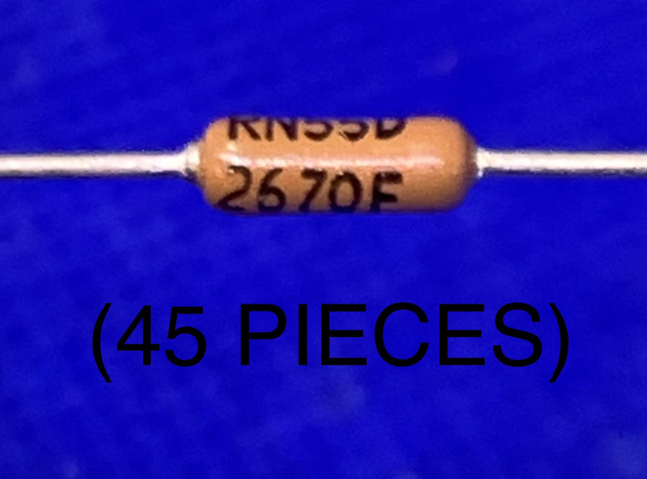 45pc RN55D2670F 267 Ohms ±1% 0.125W, 1/8W Through Hole Resistor Axial