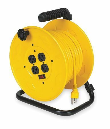 LumaPro 2YKT5 Cord Reel Three Outlet 14/3 30Ft Yellow