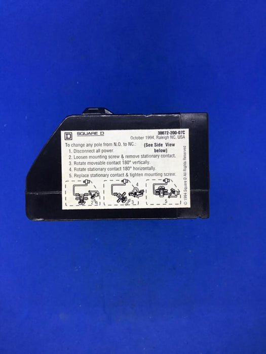 NEW SQUARE D 30072-200-07C 6 POLE AUXILIARY CONTACT