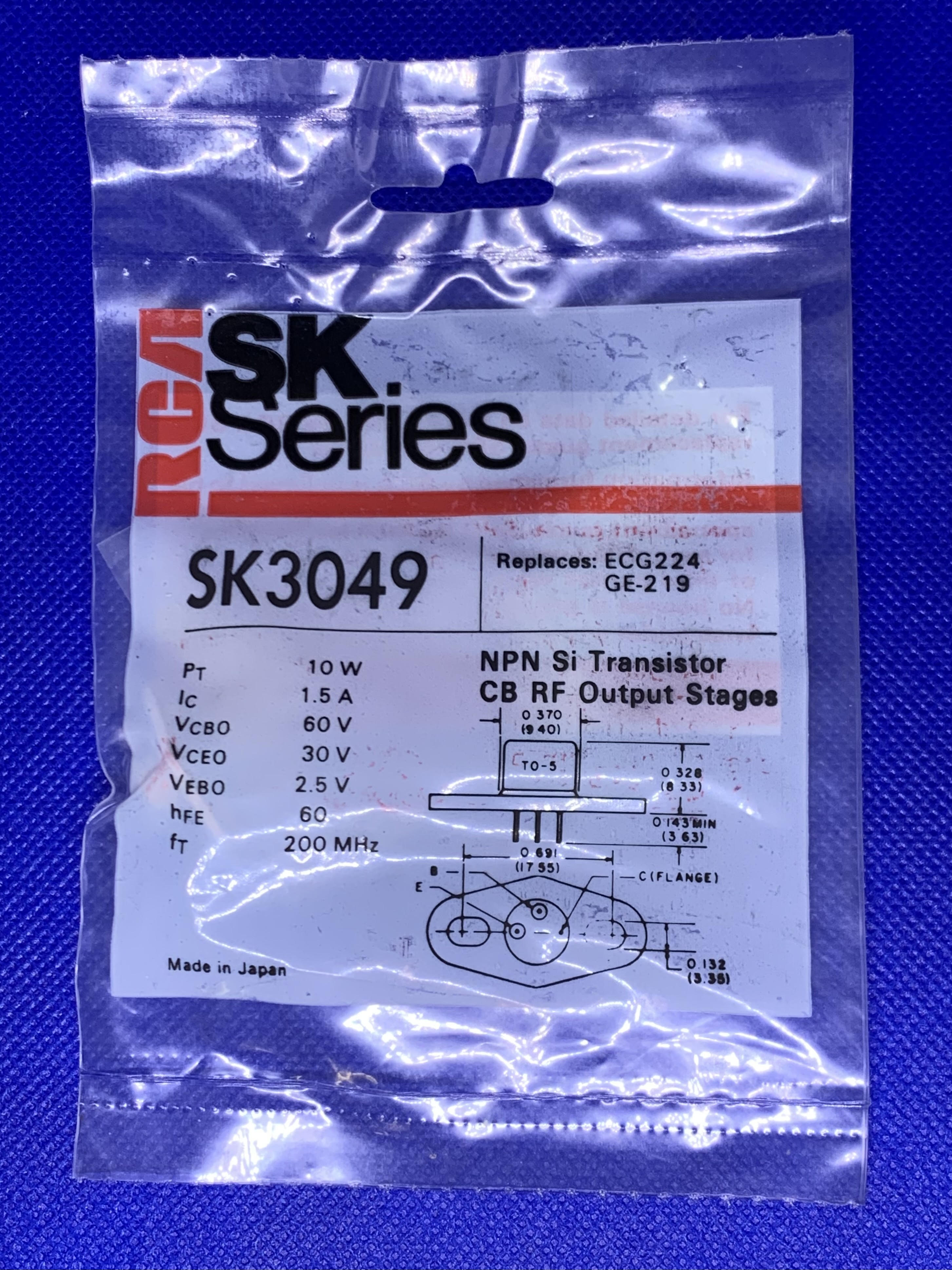 Etapas de salida de RF CB con transistores NPN Si RCA SK3049 (reemplaza ECG224/NTE224/GE-219)