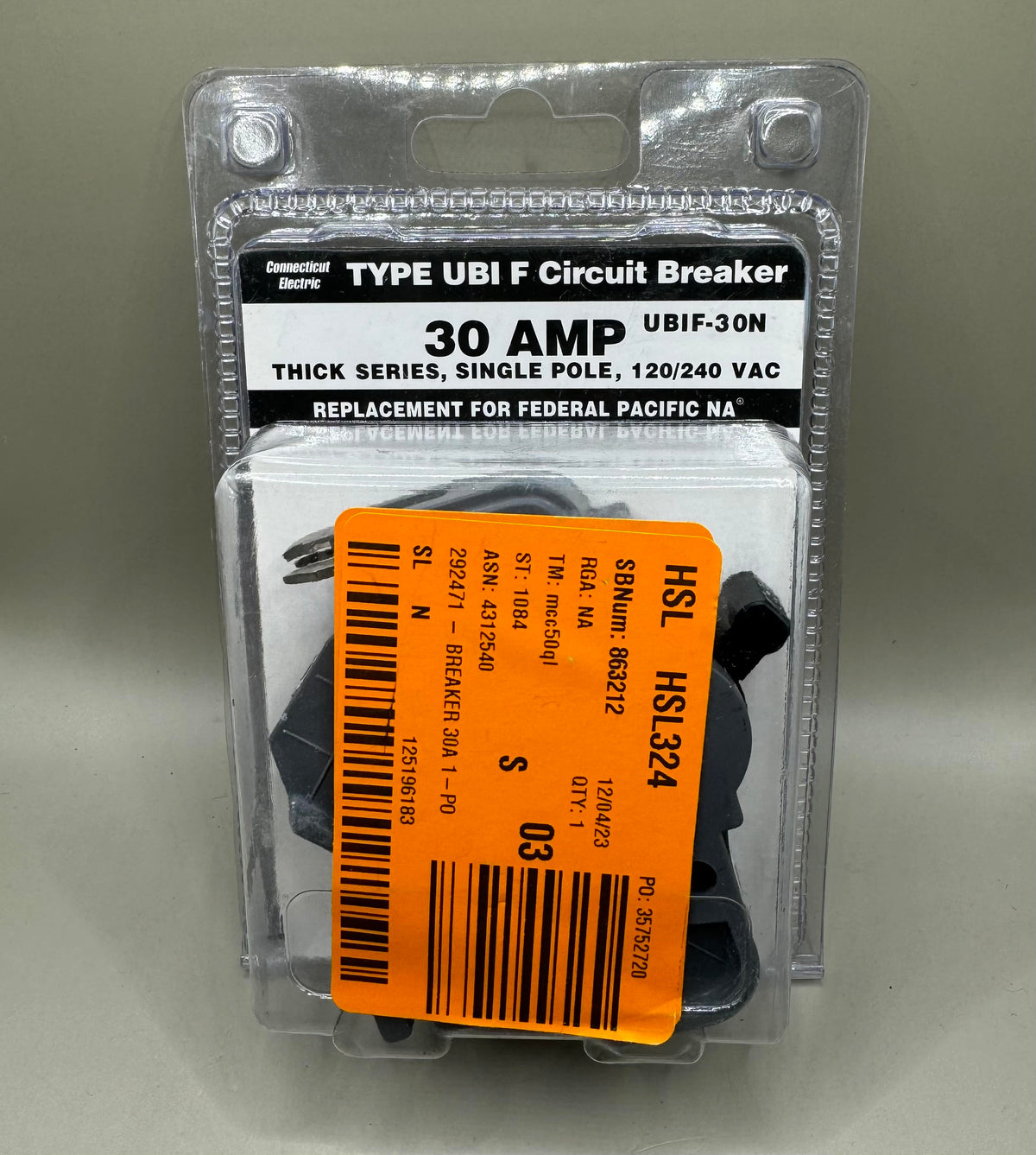 Disyuntor UBIF-30N 30A 1 polo 120/240 V (reemplazo para Federal Pacifi