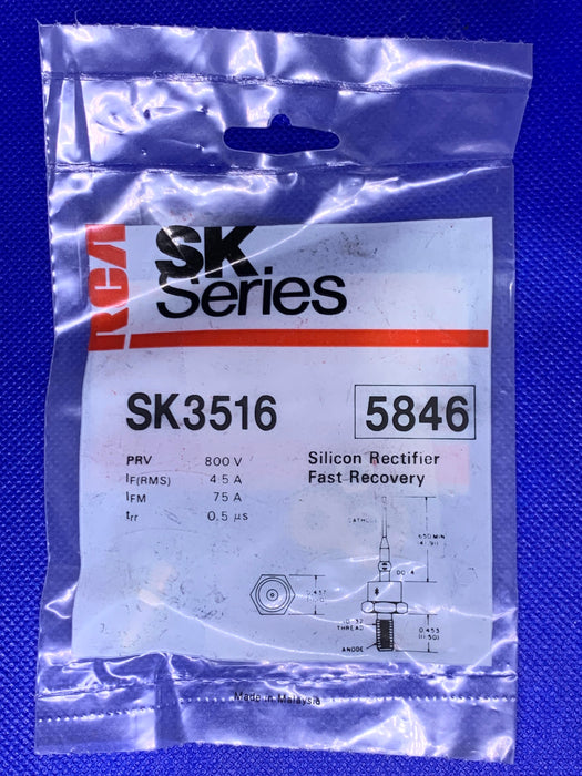 SK3516 RCA (NTE5846 EQUAL) SILICON RECTIFIER FAST RECOVERY 800V4.5A DO-4