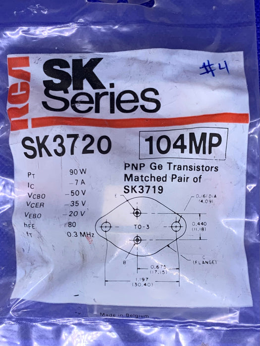 RCA SK3720 PNP Ge Transistor Matched Pair of SK3719 (also works for NTE104MP)