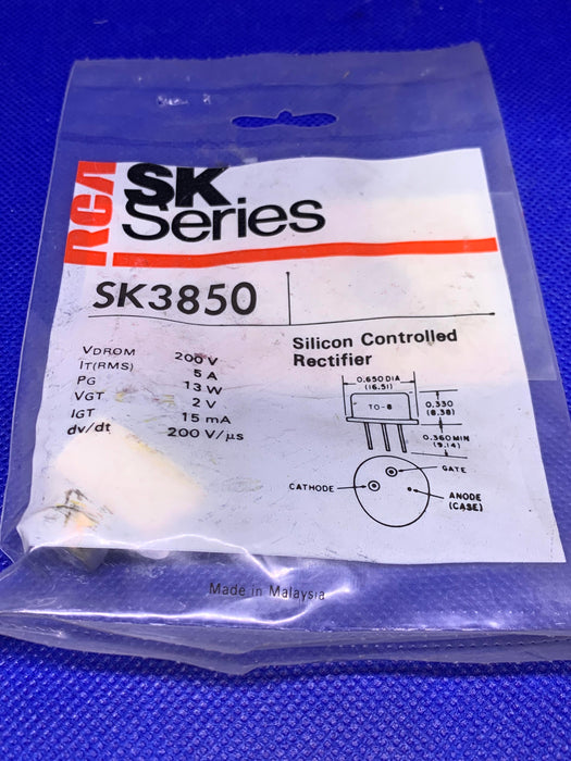 RCA SK3850 Silicon Controlled Rectifier 200V 5A 13W TO-8  (NTE5427)