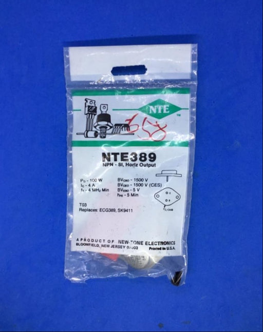 New Tone Electronics NTE389 NPN Si Horiz Output (ECG389, SK9411) - EcoTech Solutions Inc.