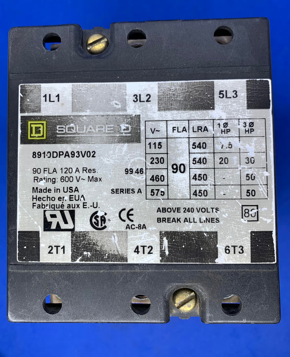 SCHNEIDER ELECTRIC SQUARE D 8910DPA93V02 CONTACTOR