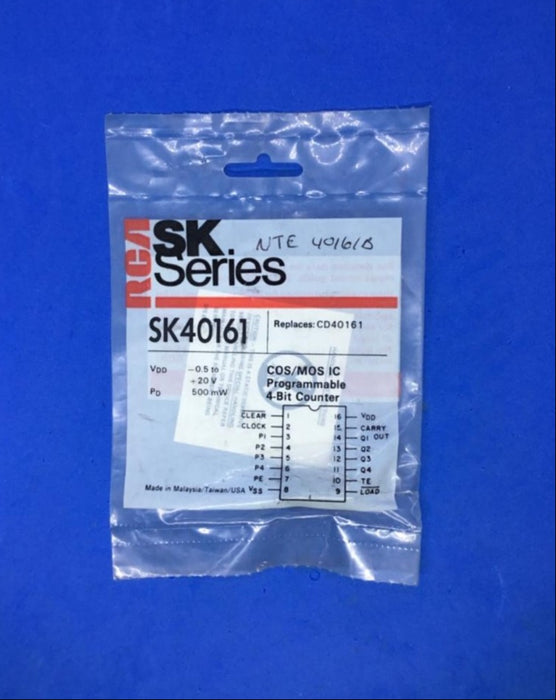 RCA SK40161 COS/MOS IC Programmable 4-Bit Counter same as NTE40161B (replaces CD40161)