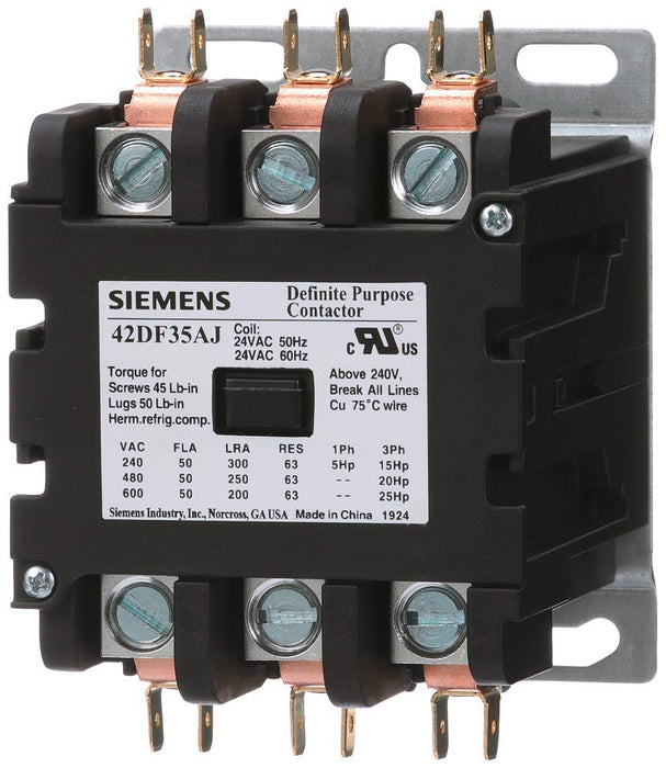 Contactor de propósito definido Siemens 42DF35AJ, 3 polos, 50 A, voltaje de bobina de 24 V CA
