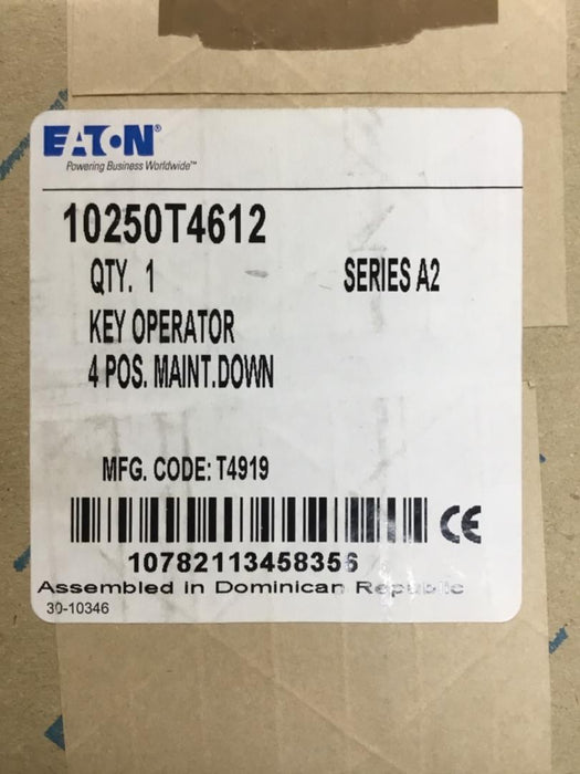 EATON 10250T4612 KEY OPERATOR 4 POS. MAINT.DOWN SERIES A2