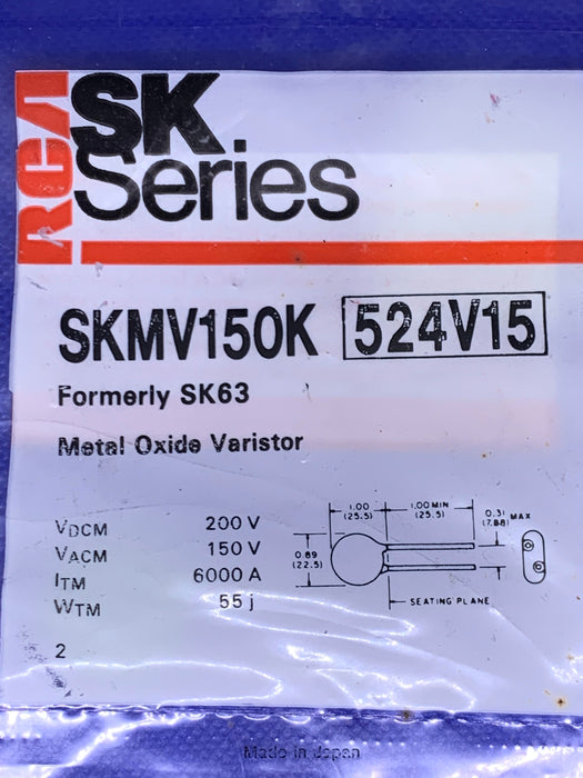 RCA SKMV150K (formerly SK63) Metal Oxide Varistor (replaces NTE524V15)