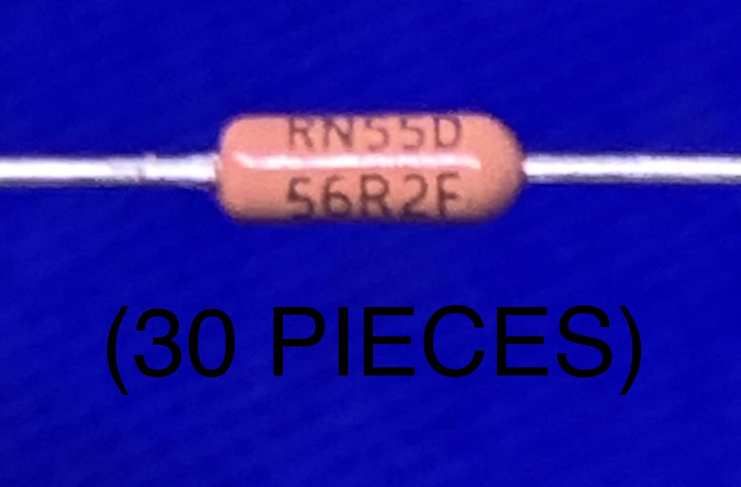 30pc Dale RN55D56R2F 56.2 Ohms ±1% 0.125W, 1/8W Through Hole Resistor Axial