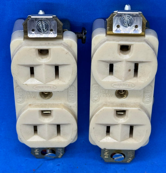 2pk Hubbell WC-596 Ivory Plug Receptacle Dual 15A 125V