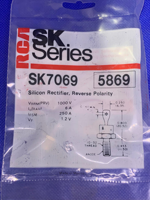 RCA SK7069 (NTE5869) RECTIFIER DIODE 1KV V(RRM) DO-4