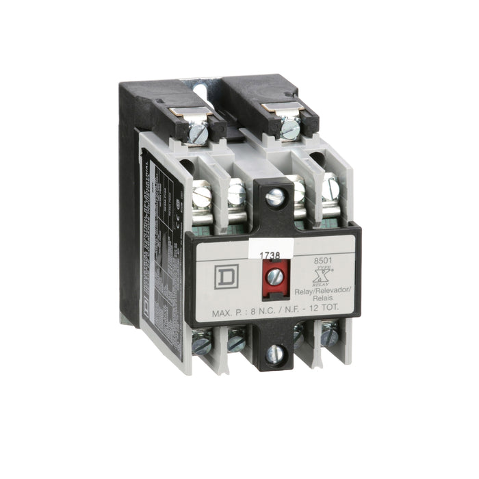 Relé de control NEMA Square D 8501XO40V04, tipo X, para máquina herramienta, 10 A resistivo a 600 V CA, 4 contactos normalmente abiertos, bobina de 277 V CA 60 Hz