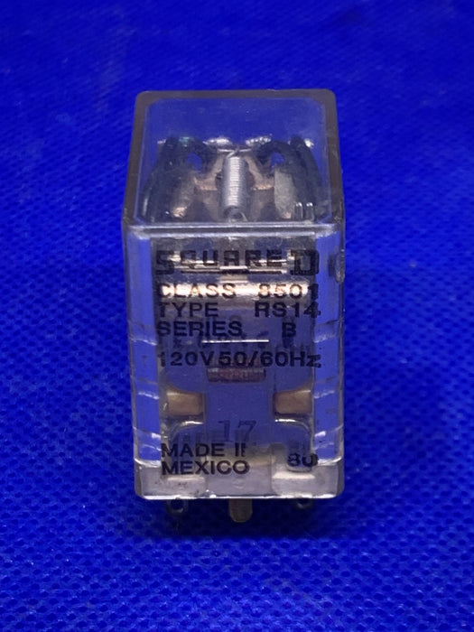 Square D 8501 RS14 ser B 120 volt Cube Relay RS14