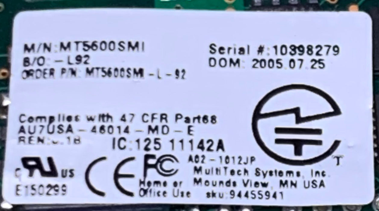 MultiTech MT5692SMI-L-92.R1 Modems Embedded V.92 Serial Data/V.17 Fax, 3.3V