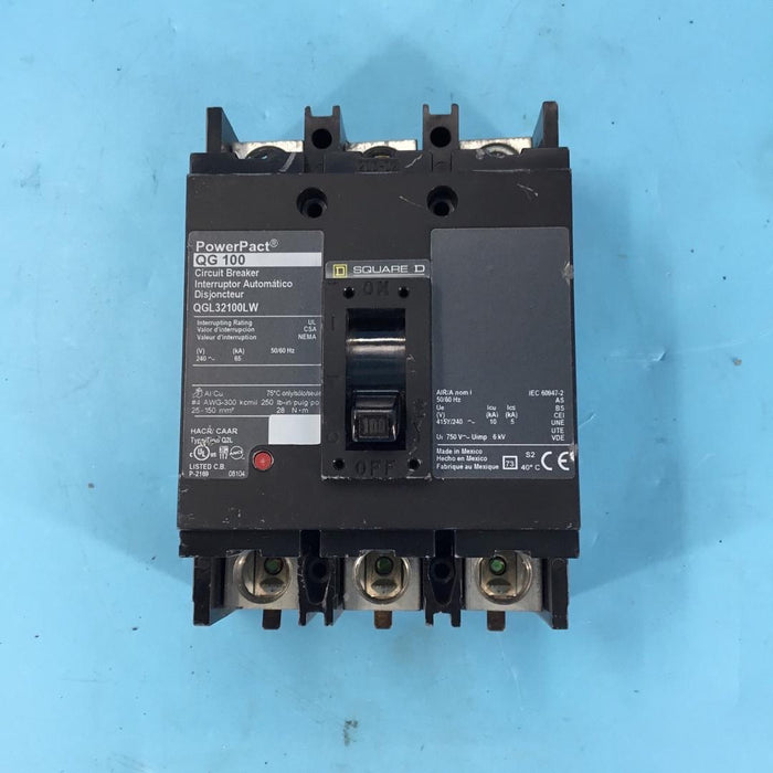 SQUARE D QGL32100LW 3 pole 100 amp 65kA @ 240v PowerPact