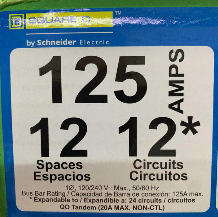 Square D Circuit Breaker Load Center QO112L125PG 125Amps (12spaces/12circuits)