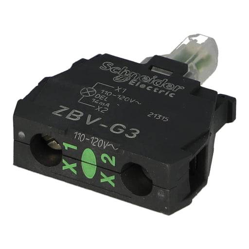 ZBV-G3 | ZBVG3 | SCHNEIDER Light Block for Head 22, Green, Integral LED, 110.120 V AC - EcoTech Solutions Inc.