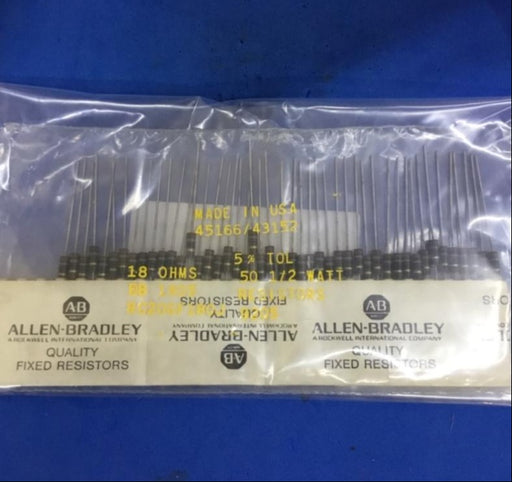 (46pcs) Allen Bradley Carbon Comp Resistors RC20GF180J 1/2W 18 OHM - EcoTech Solutions Inc.