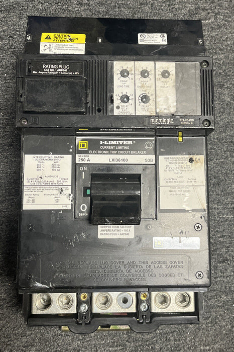 SQUARE D LXL LXL36250 250 AMP TRIP MICROLOGIC lxl36100-1021 3 POLE  BREAKER