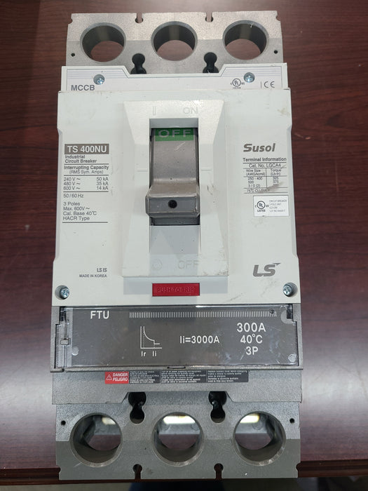 LS Industrial TS 400NU Circuit Breaker 600V 300A TS400FTU Trip (USED)