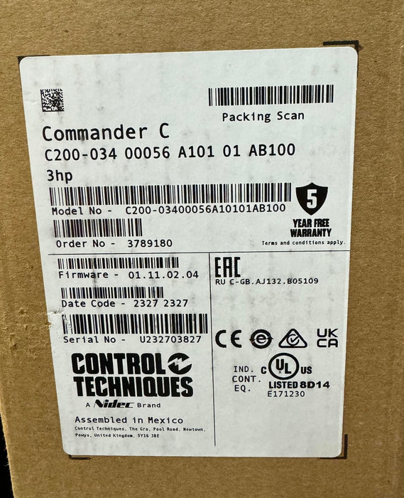 Control Techniques C200-03400056A10101AB100 AC DRIVE COMMANDER C SERIES 3hp 5.6A