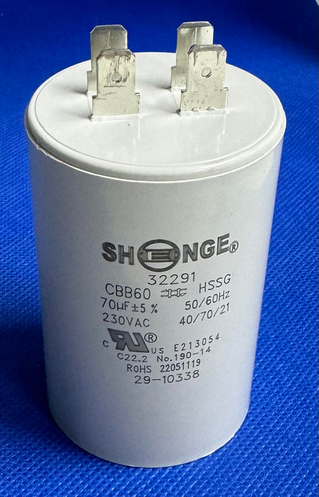 CBB60 Motor Capacitor 70uF 5% 50/60Hz 230VAC 29-10338