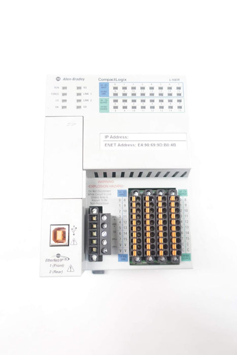 ALLEN BRADLEY 1769-L16ER-BB1B COMPACTLOGIX 385KB DI/O Controller 24V-DC D652495